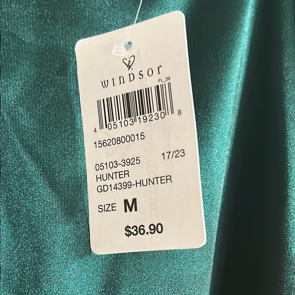 Emerald Green Satin Dress - Picture 3 of 3